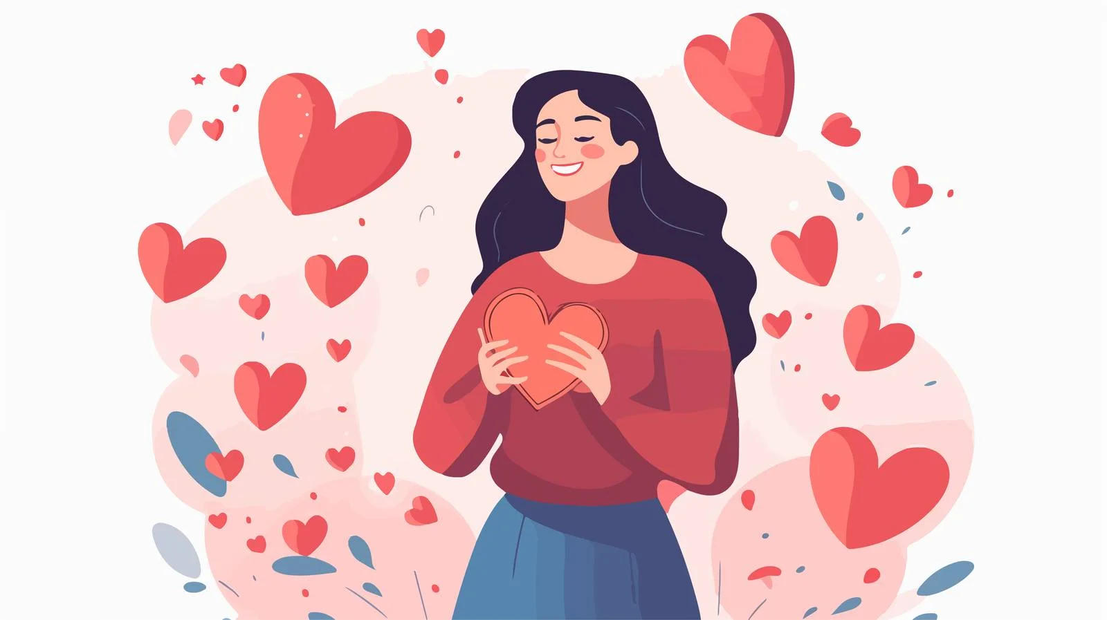 Lovely woman expressing gratitude with hearts — free download from Dotvec