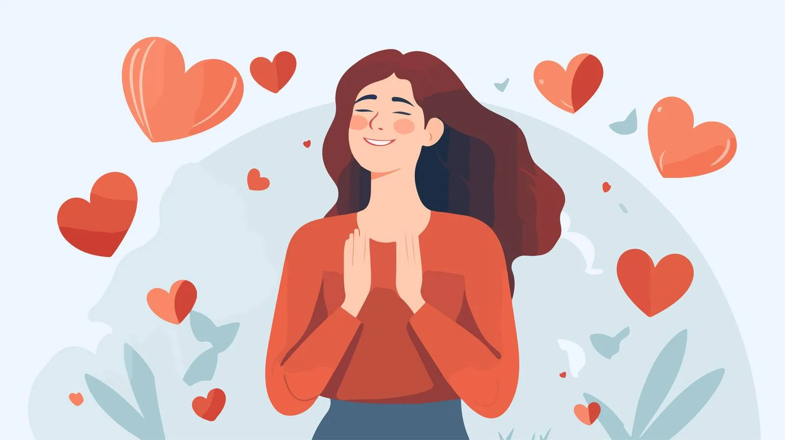 Embracing Love, Woman Overflowing with Gratitude – free grateful image from Dotvec