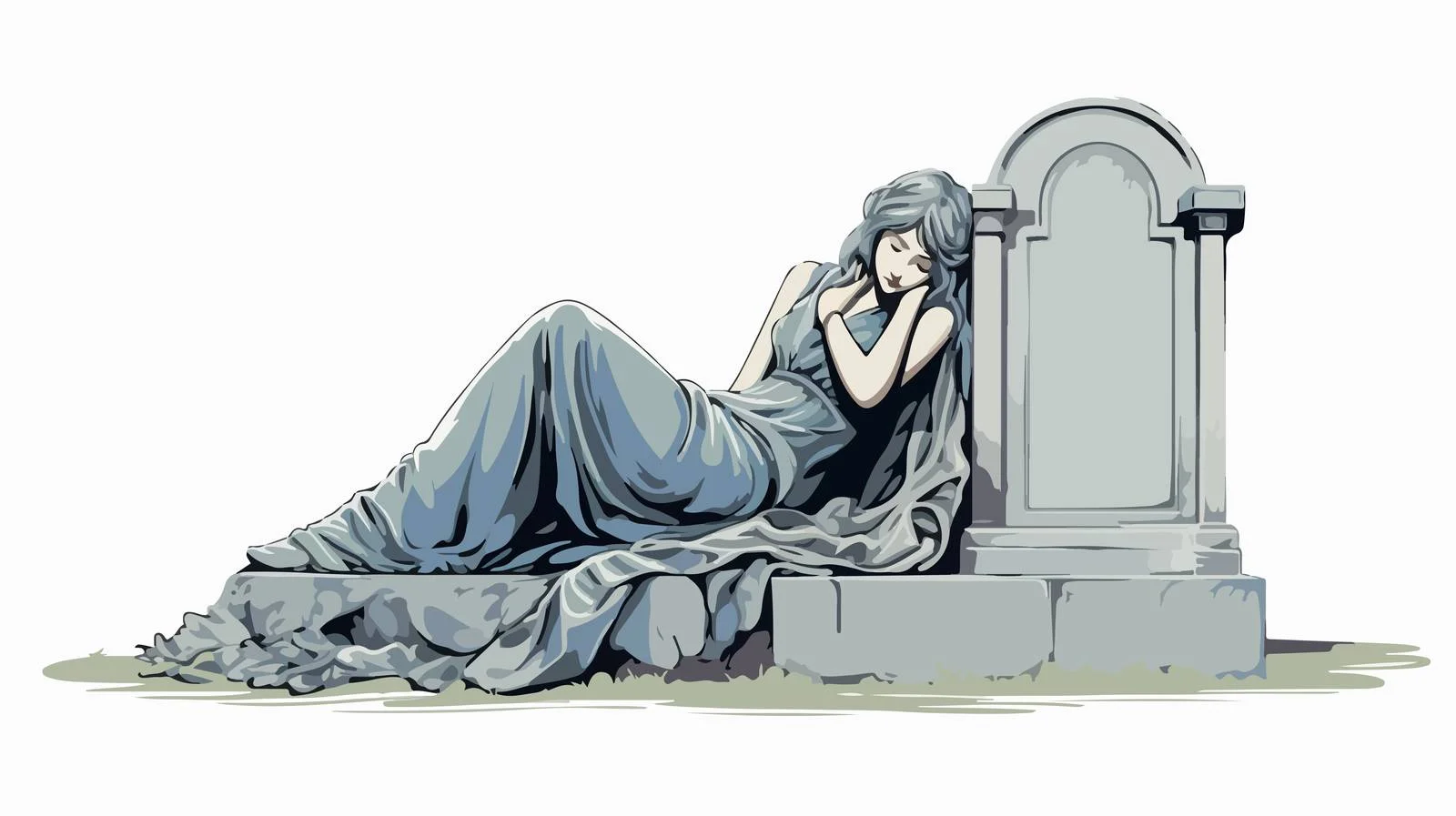 Antique Gravestone featuring Mourning Woman Sculpture — free download from Dotvec
