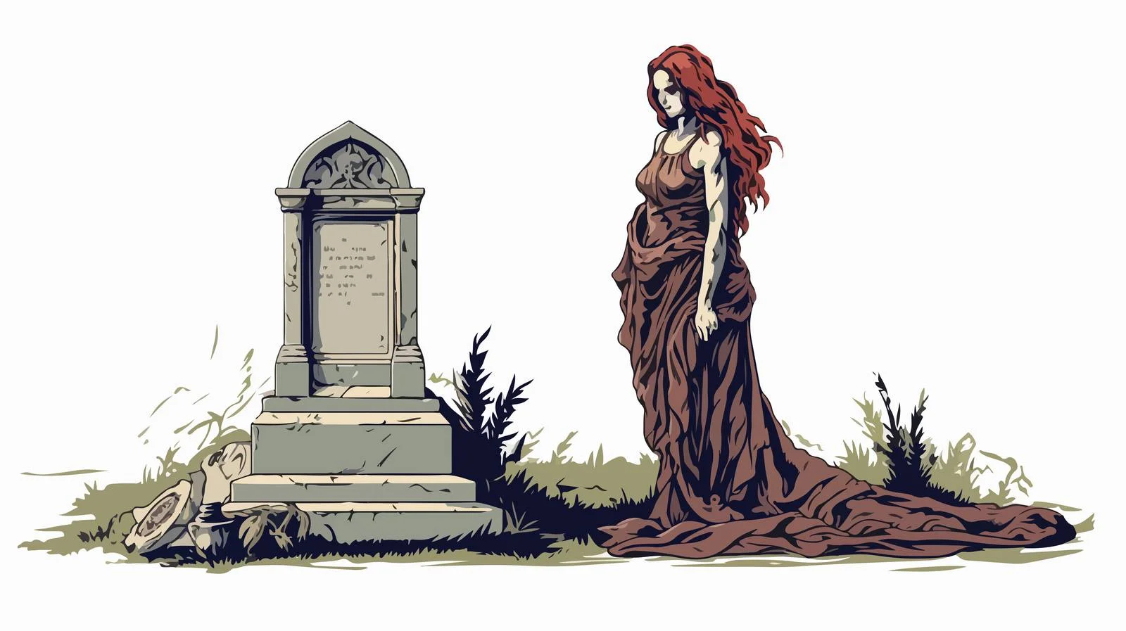 Vintage Gravestone with Woman in Grief — free download from Dotvec