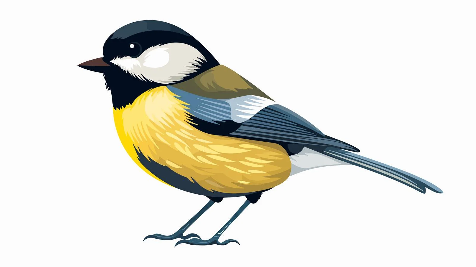 Charming Great Tit on White Background — free download from Dotvec