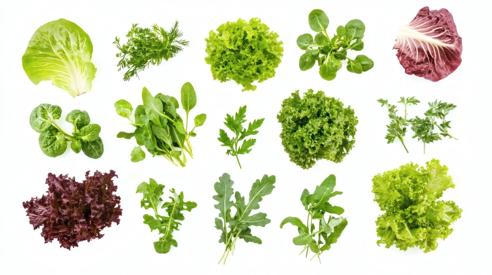 Fresh Green Salad Mix on White Background — free download from Dotvec