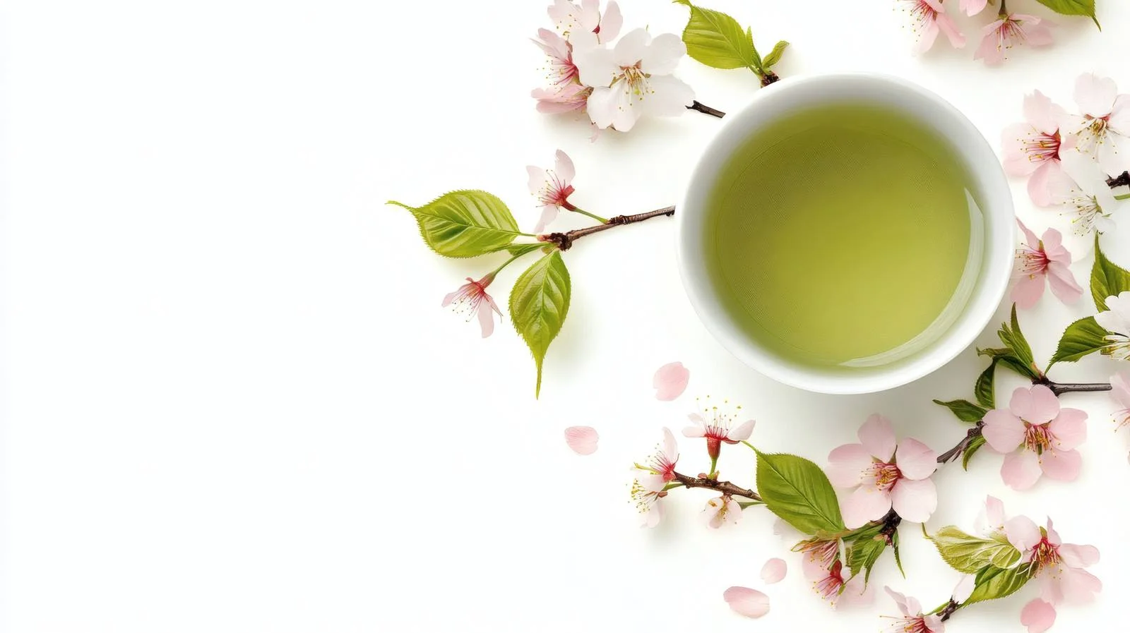 Minimalist Green Tea with Cherry Blossom — free download from Dotvec