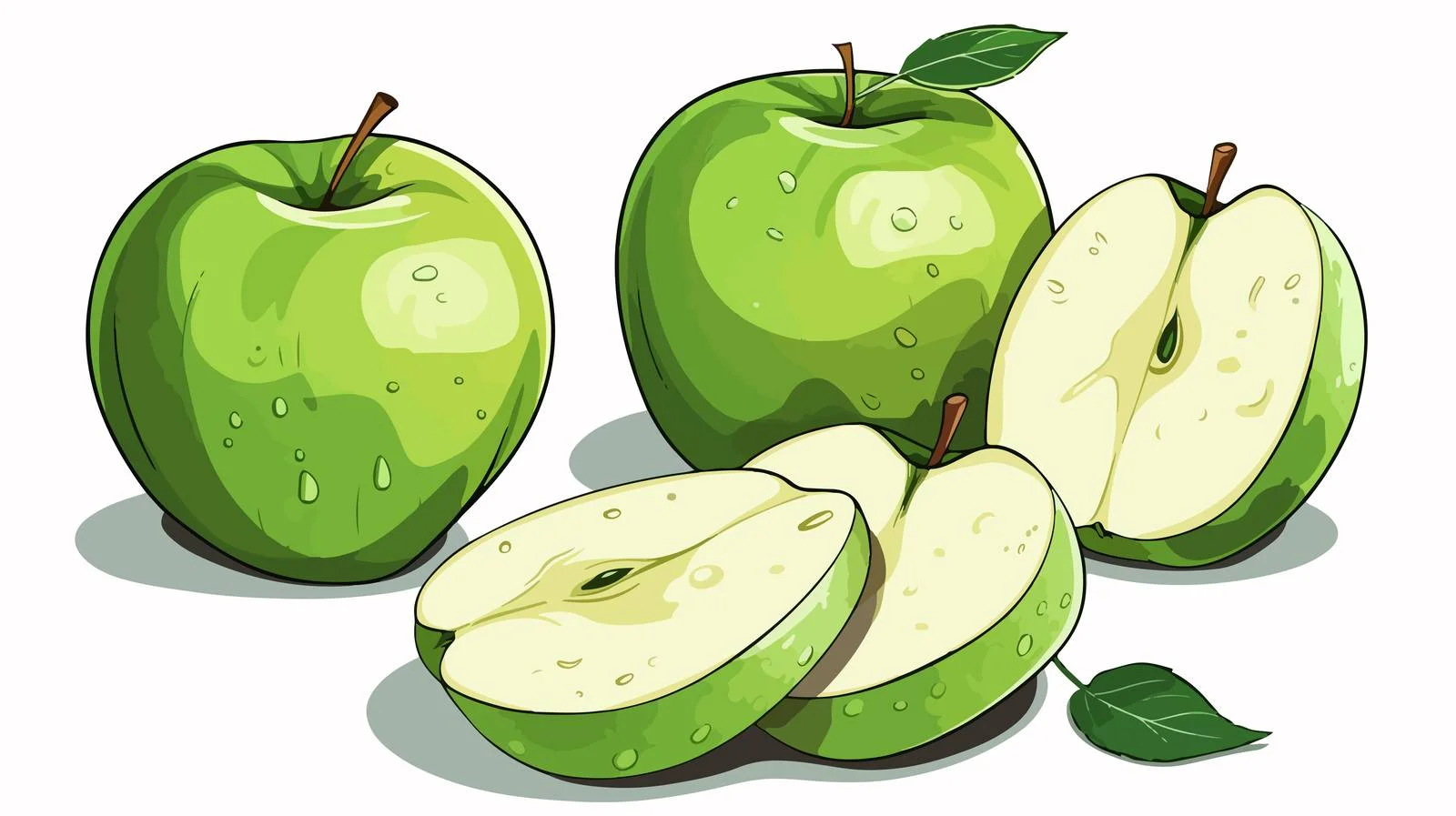 Hand-drawn green apple slices illustration — free download from Dotvec