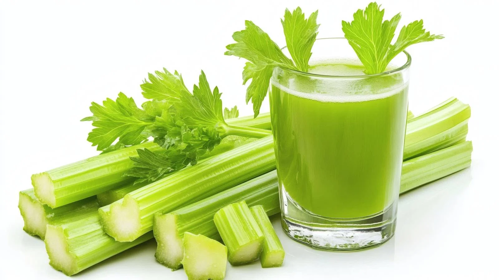Fresh Green Celery Juice on White Background — free download from Dotvec
