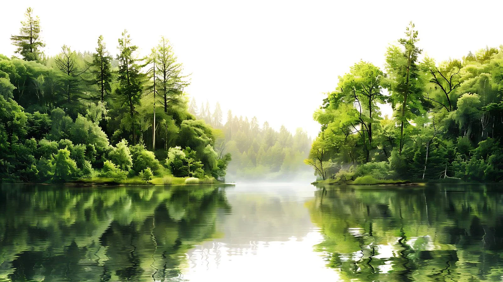 Serene Spring Green Forest Embracing River — free download from Dotvec