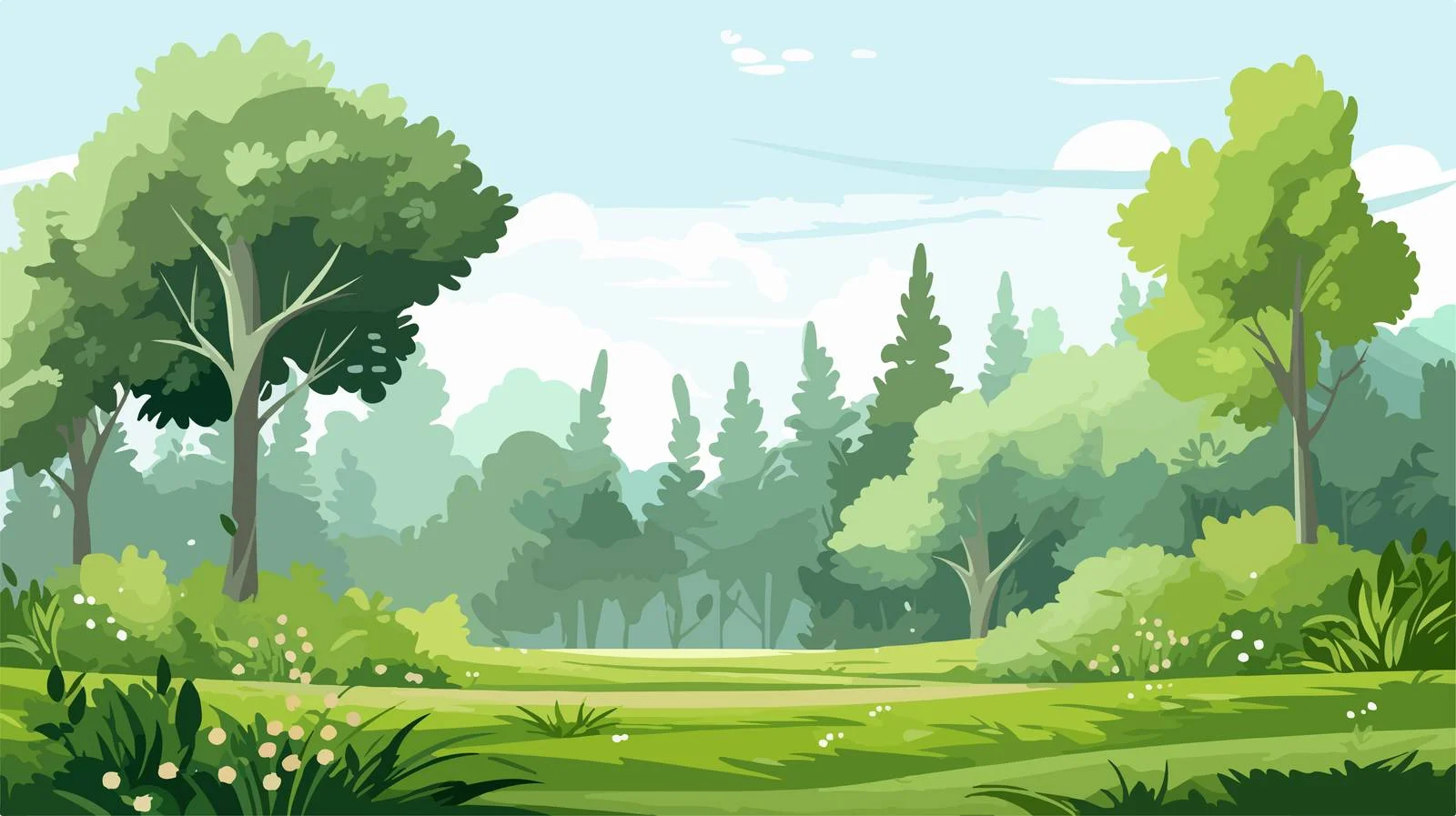 Serene Green Forest Summer Scene Banner — free download from Dotvec
