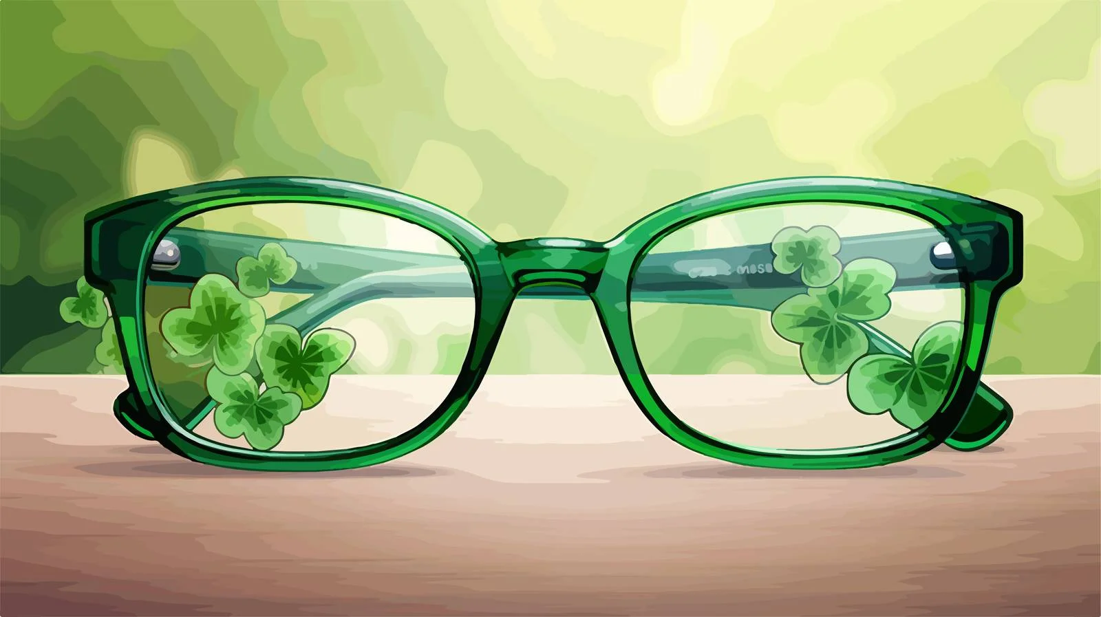 Lucky Clover Green Glasses Decoration — free download from Dotvec