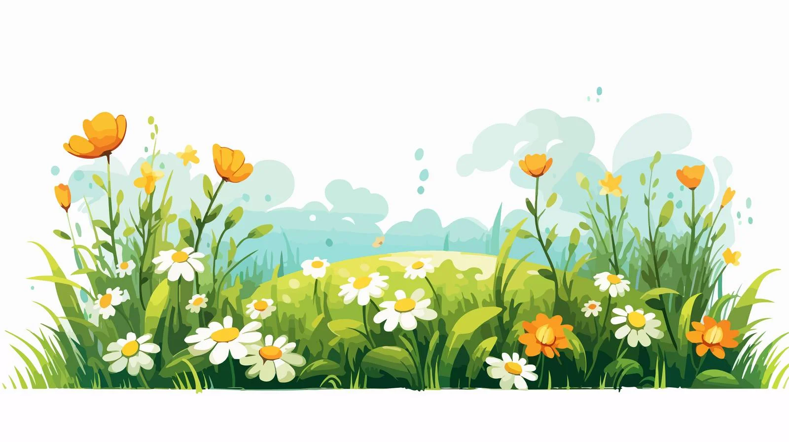 Vibrant Spring Grass and Flowers Illustration — free download from Dotvec