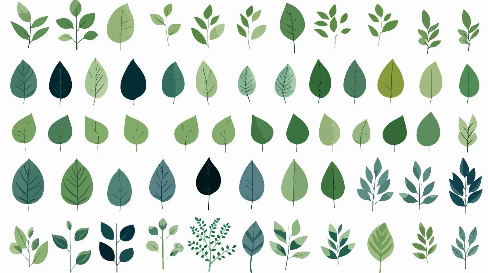 Elegant Green Foliage Embellishments Collection — free download from Dotvec