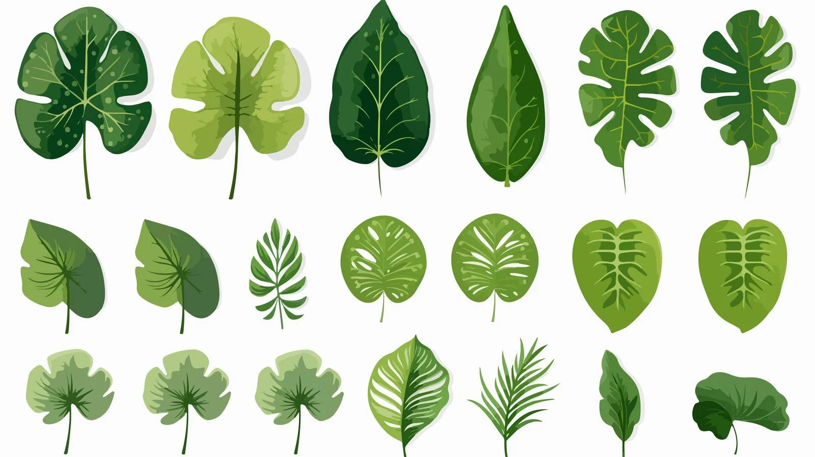 Exotic Tropical Foliage Green Leaf Set — free download from Dotvec