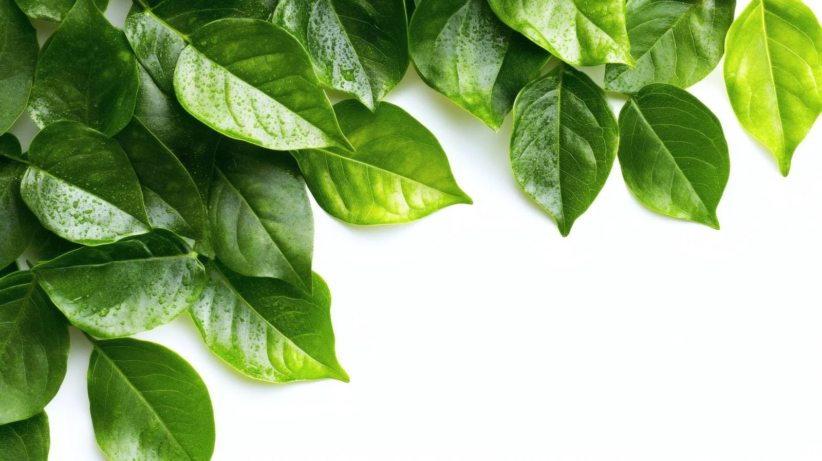 Fresh Green Leaves on White Background — free download from Dotvec