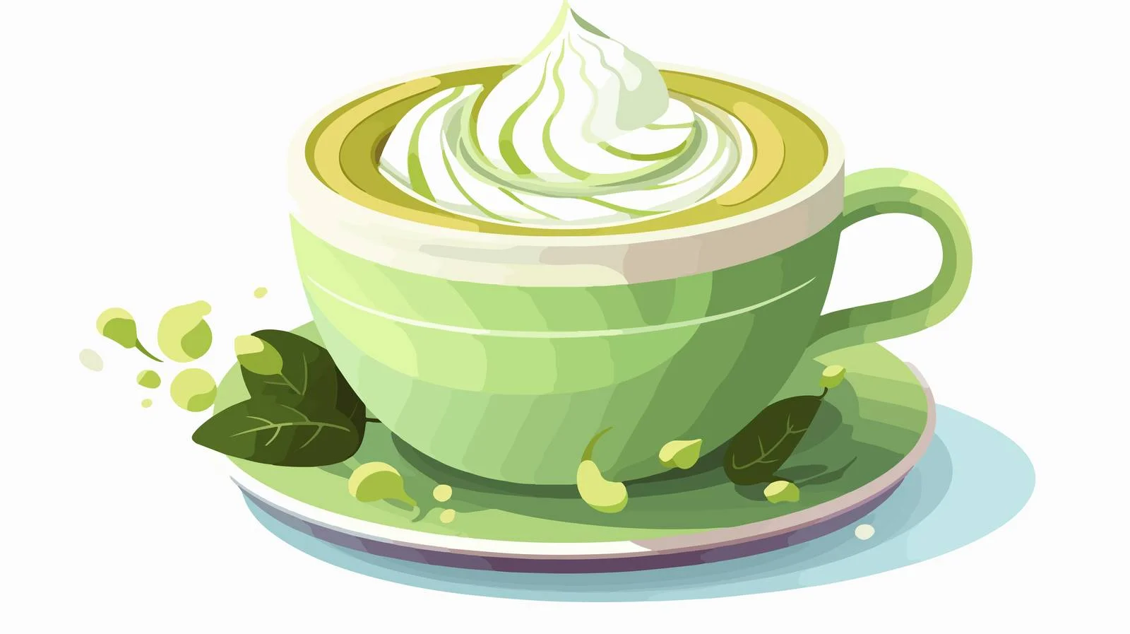 Soothing Green Matcha Cappuccino in Herbal Cup — free download from Dotvec