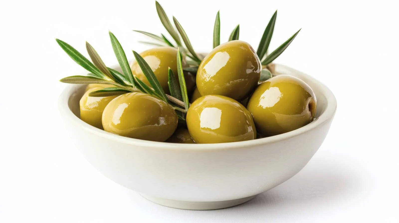 Fresh Green Olives in Bowl on White — free download from Dotvec