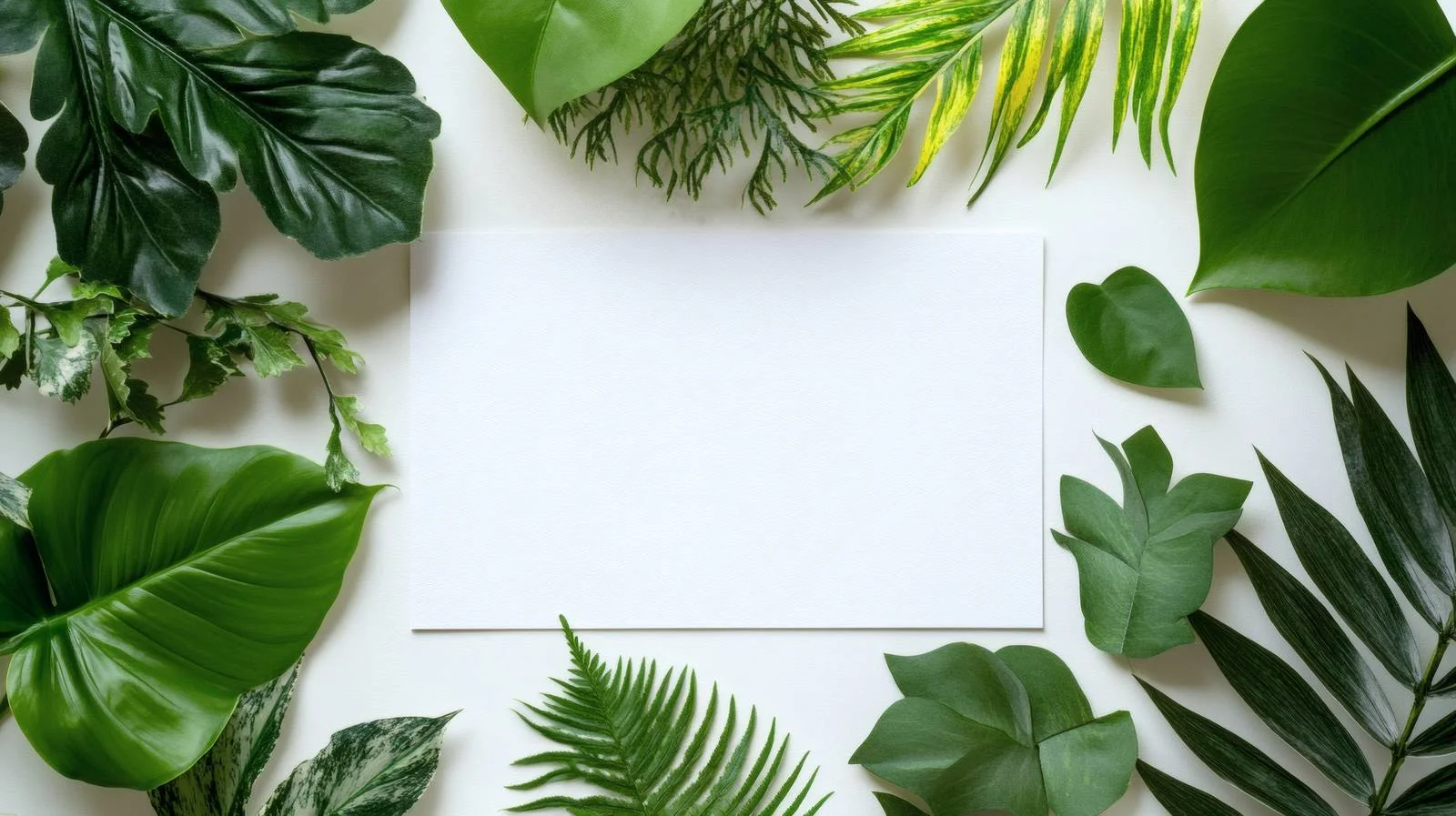 Fresh Green Foliage with Blank Paper Card — free download from Dotvec