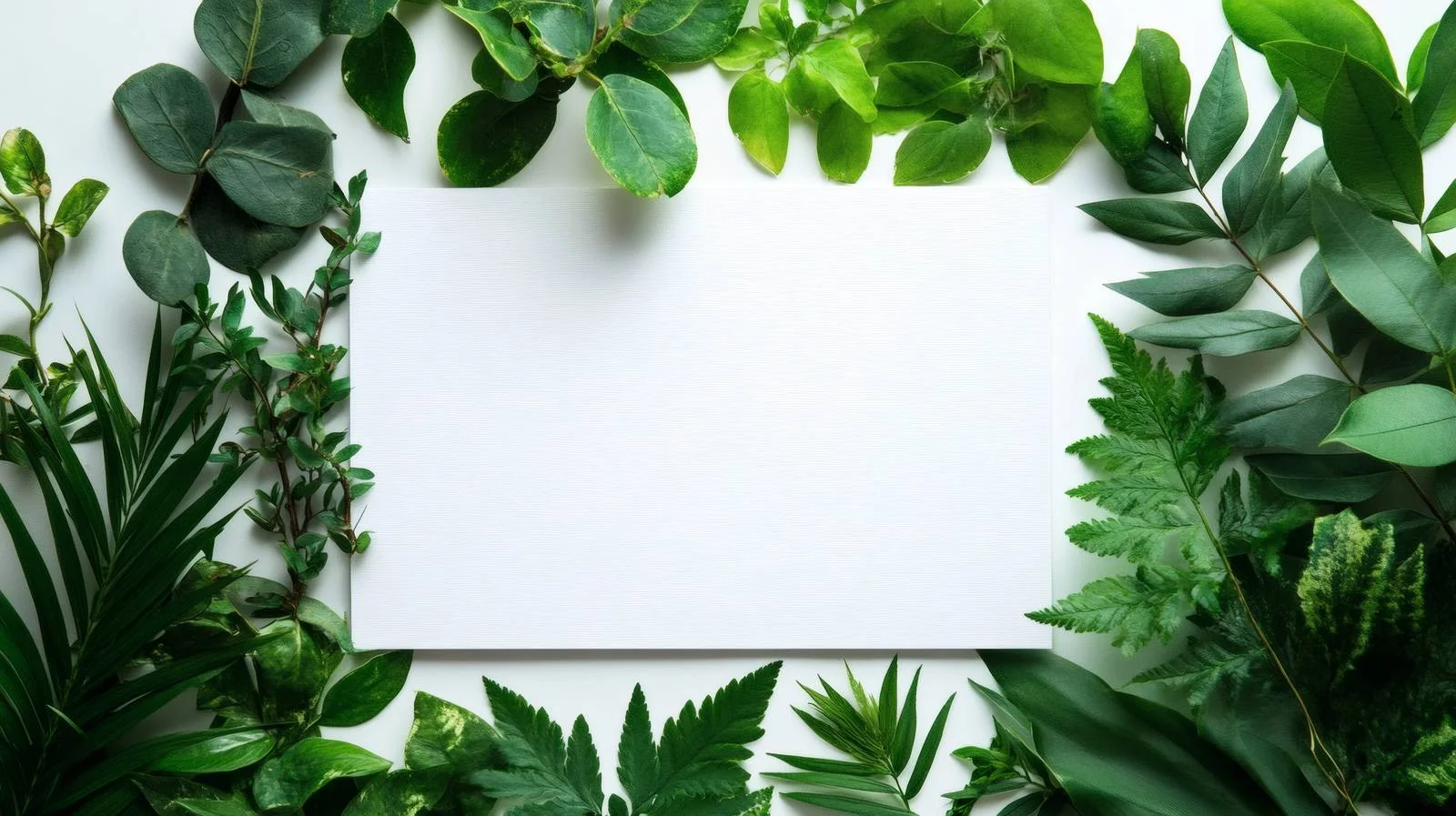 Minimalist green plants and blank card — free download from Dotvec