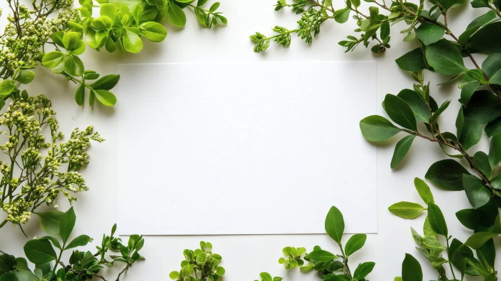 Botanical Greenery with Empty Card on White — free download from Dotvec