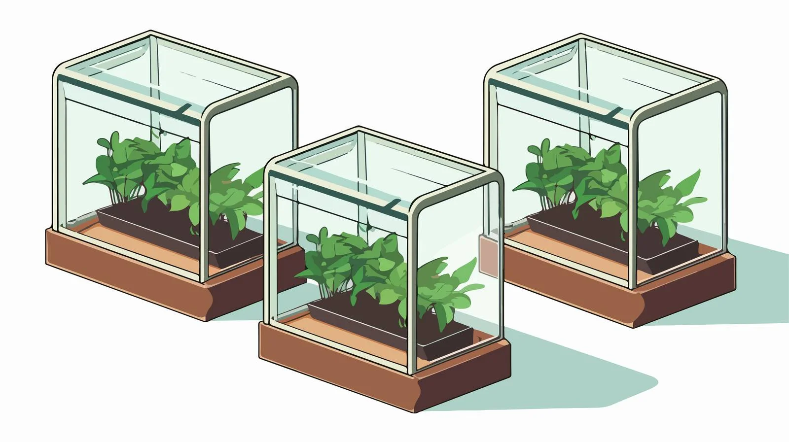 Lush green seedlings in soil-filled boxes — free download from Dotvec
