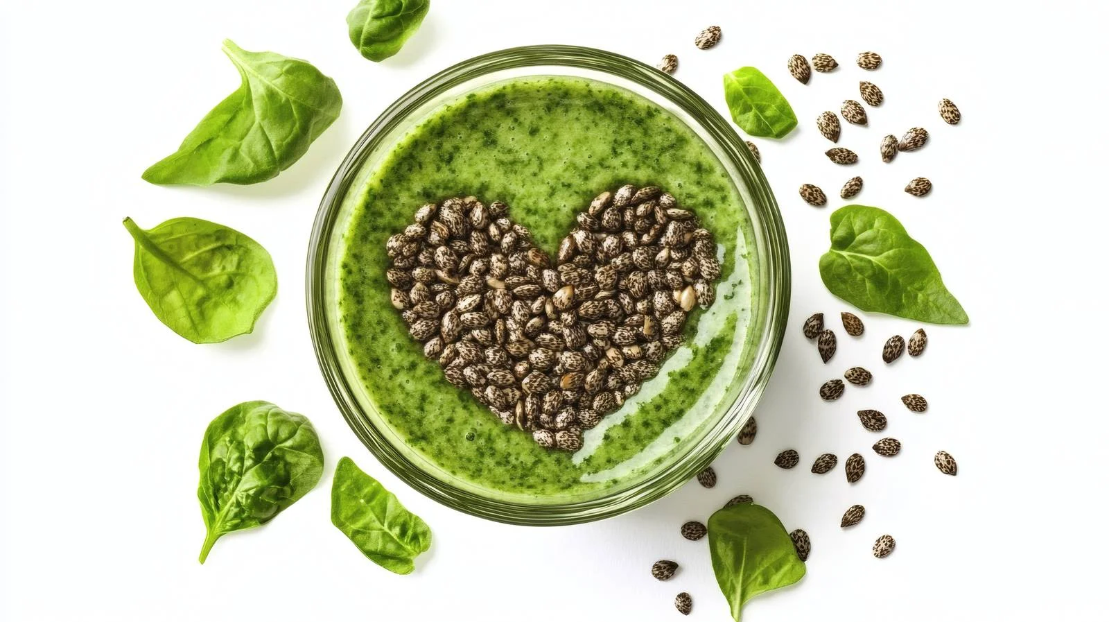 Nutrient-Rich Green Smoothie Heart Seeds White — free download from Dotvec