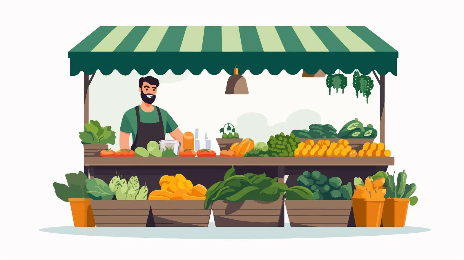 Fresh Market Vendor at Produce Stall — free download from Dotvec