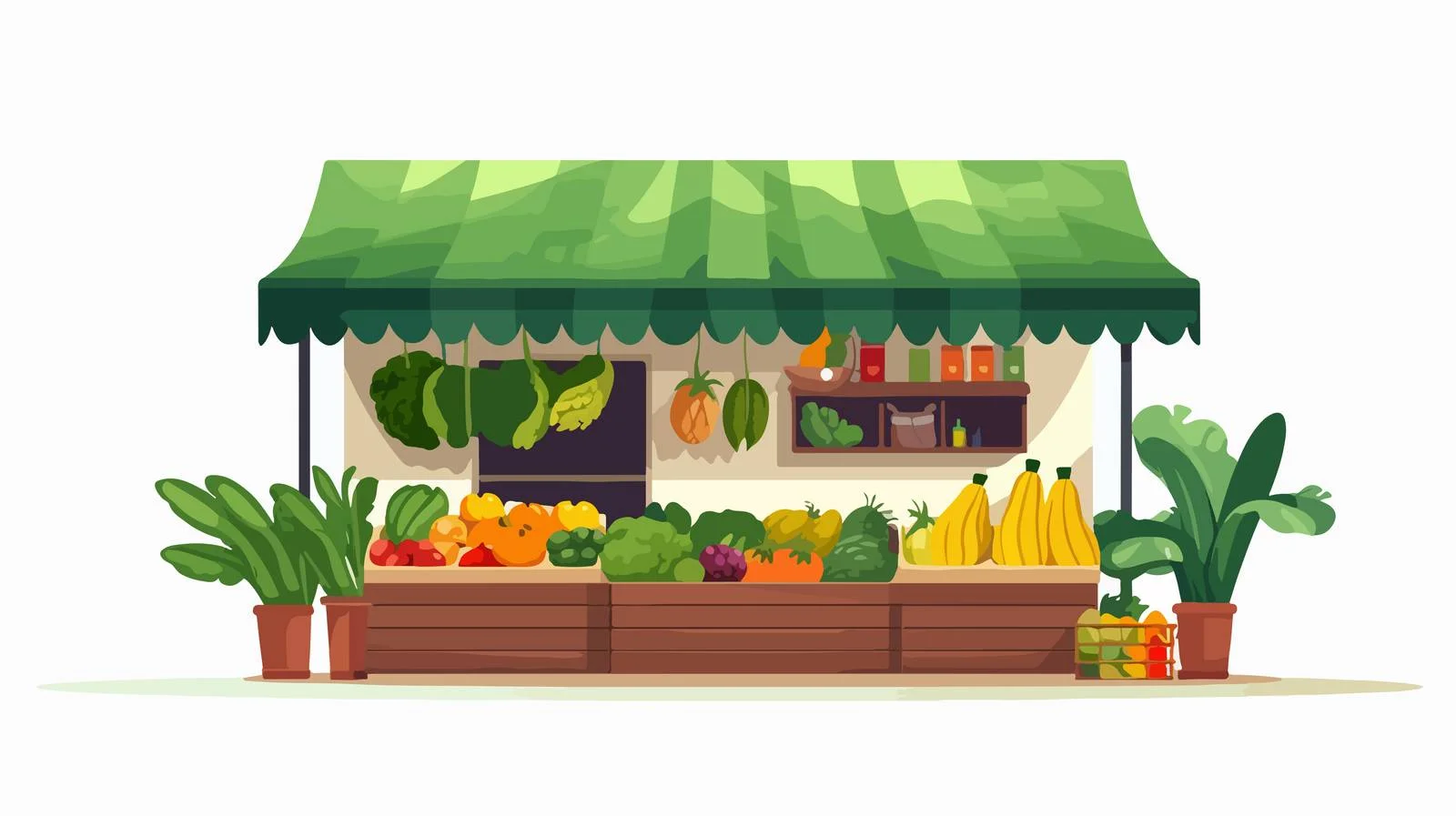 Vibrant Greengrocer Shop with Market Awning — free download from Dotvec