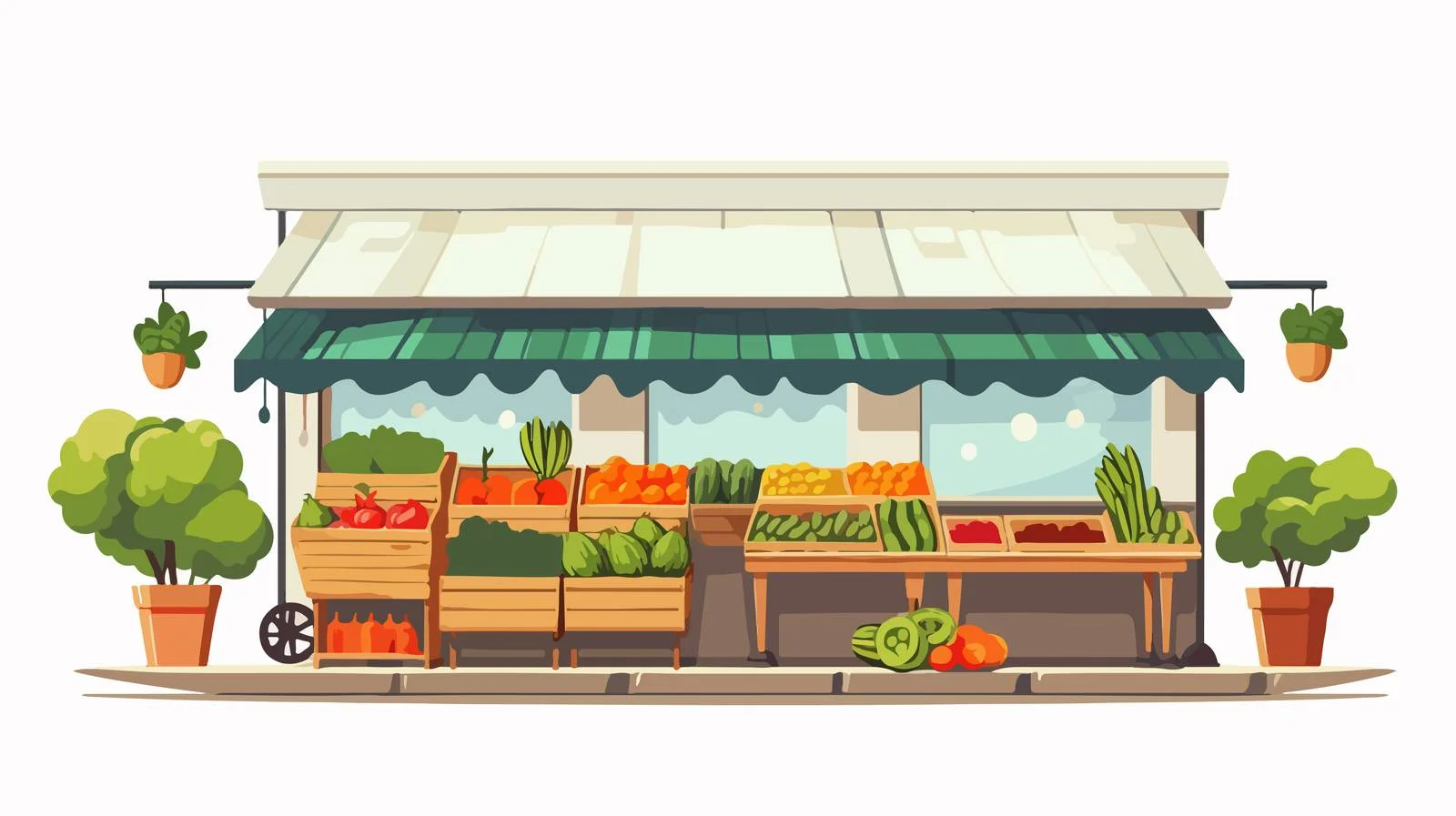 Vibrant Greengrocer's Market Stall with Awning — free download from Dotvec