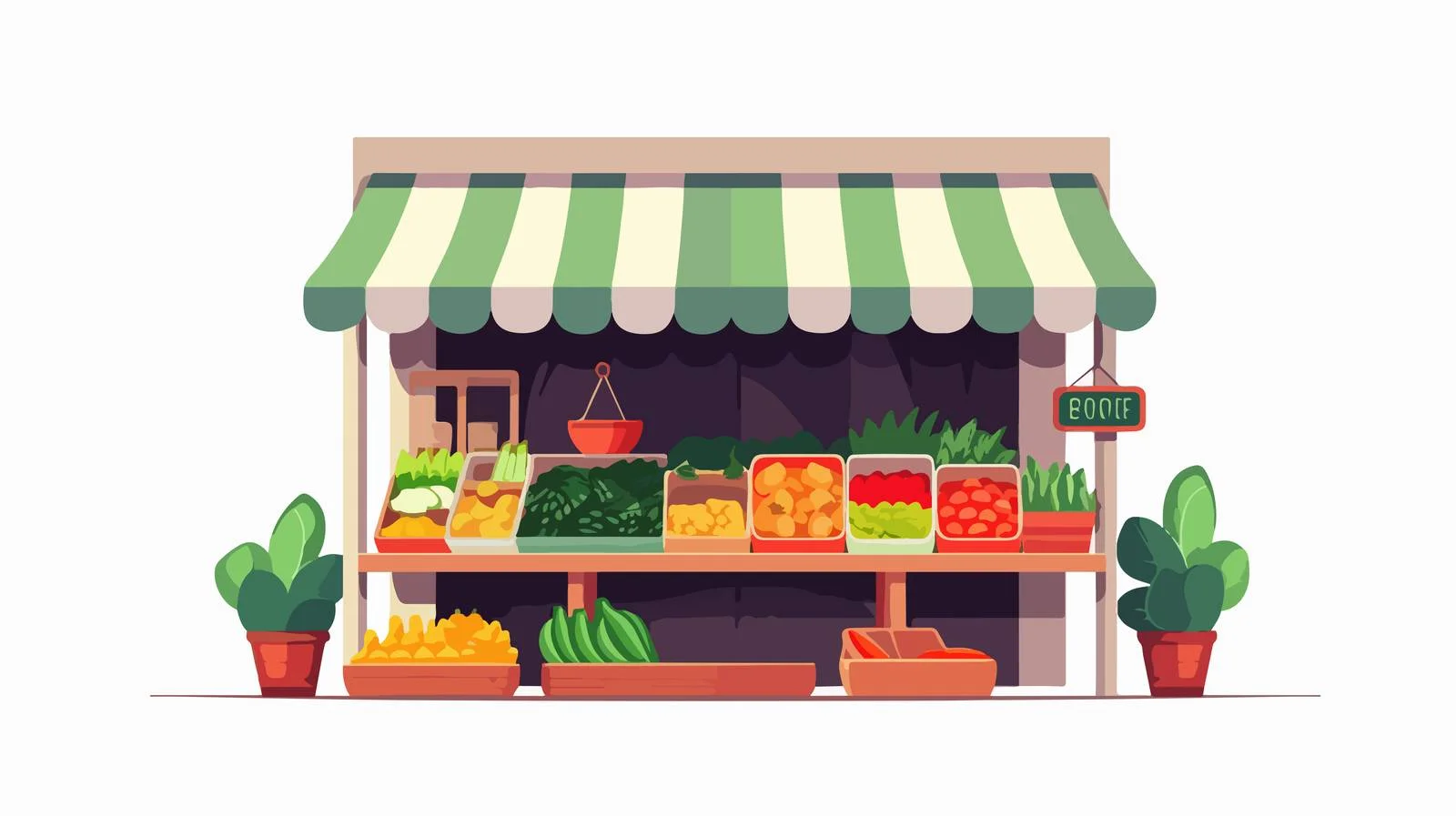 Vibrant Greengrocer Shop with Colorful Awning — free download from Dotvec