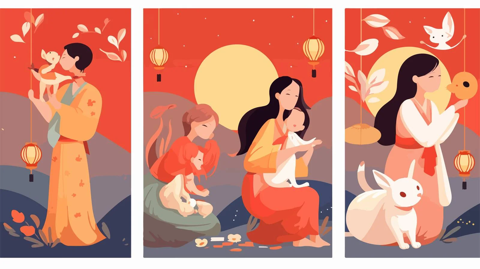 Chinese Lantern Night Celebration Greeting Card — free download from Dotvec