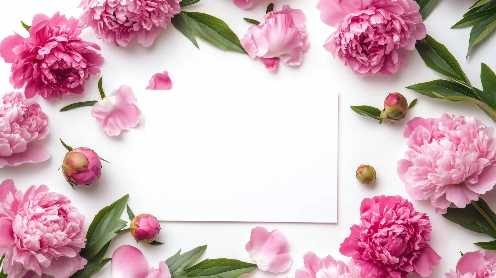 Elegant Blank Card with Peony Flowers — free download from Dotvec