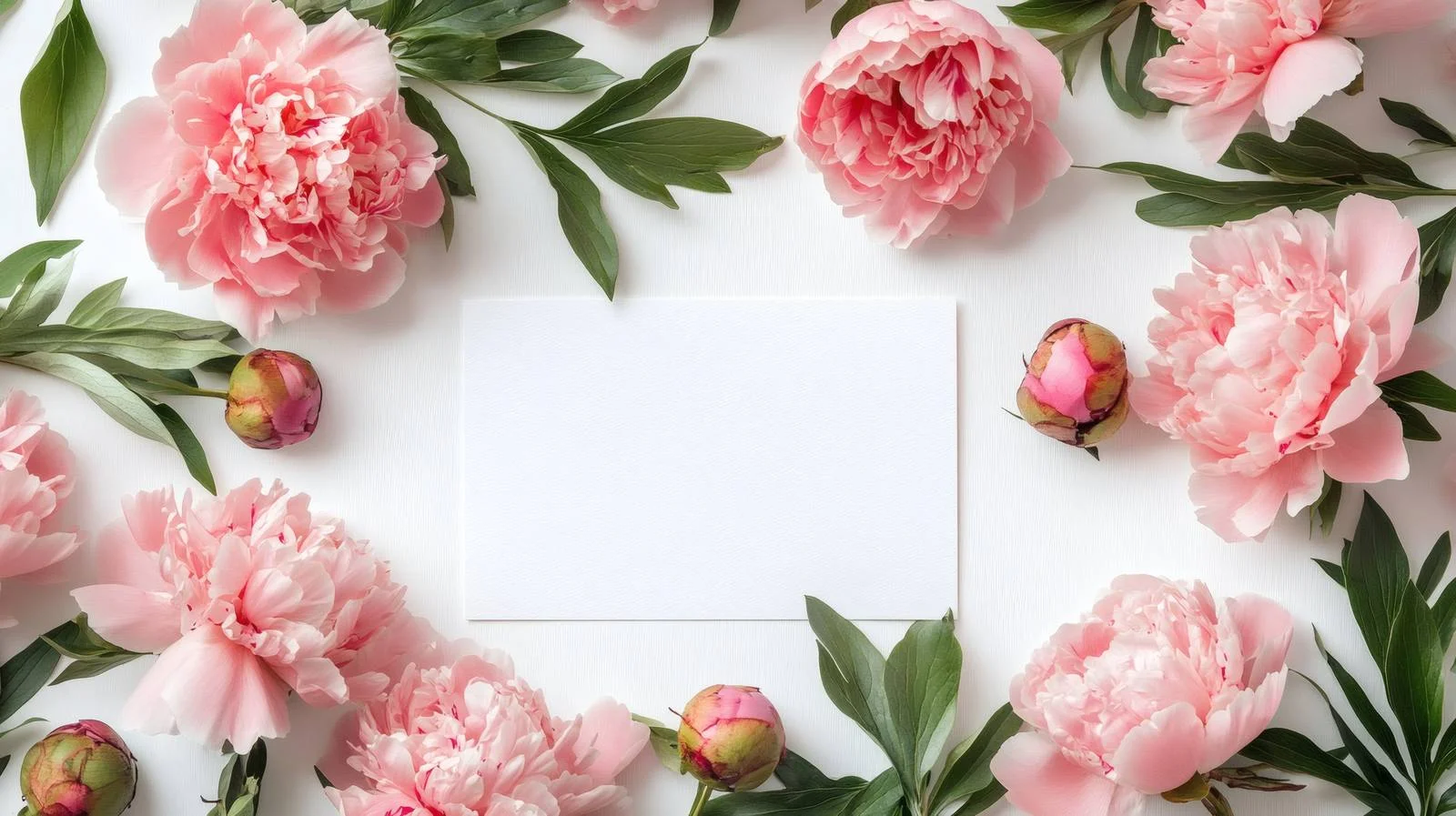 Elegant Blank Card with Peony Flowers — free download from Dotvec