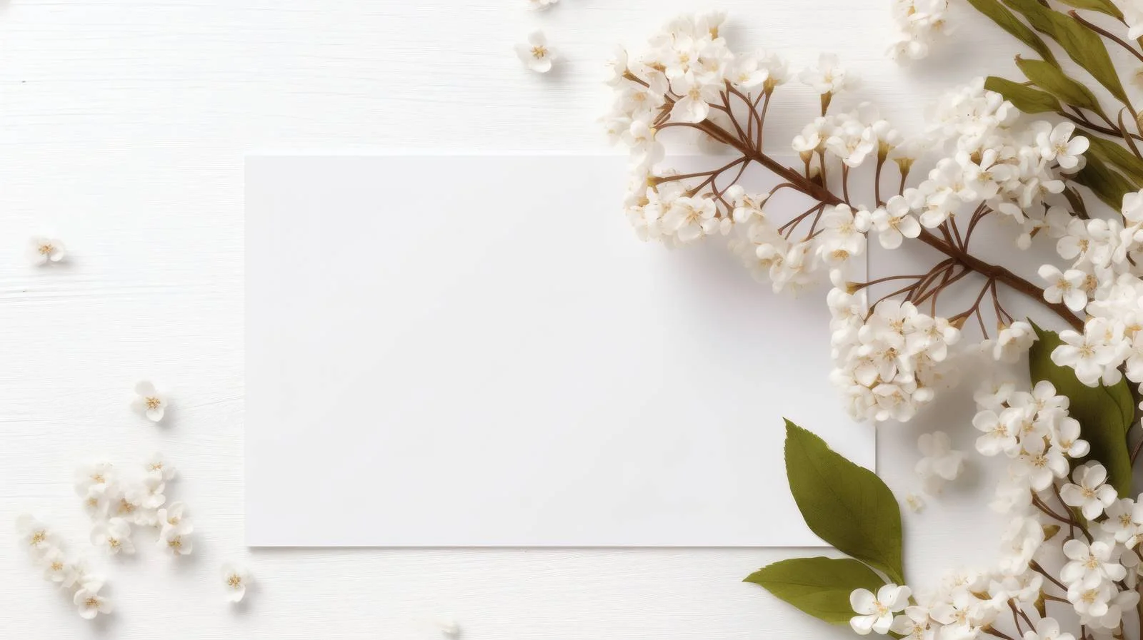 Elegant blank card with delicate white flowers — free download from Dotvec