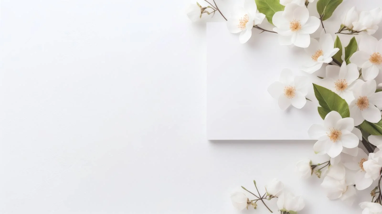 Elegant Blank Card with White Flowers — free download from Dotvec