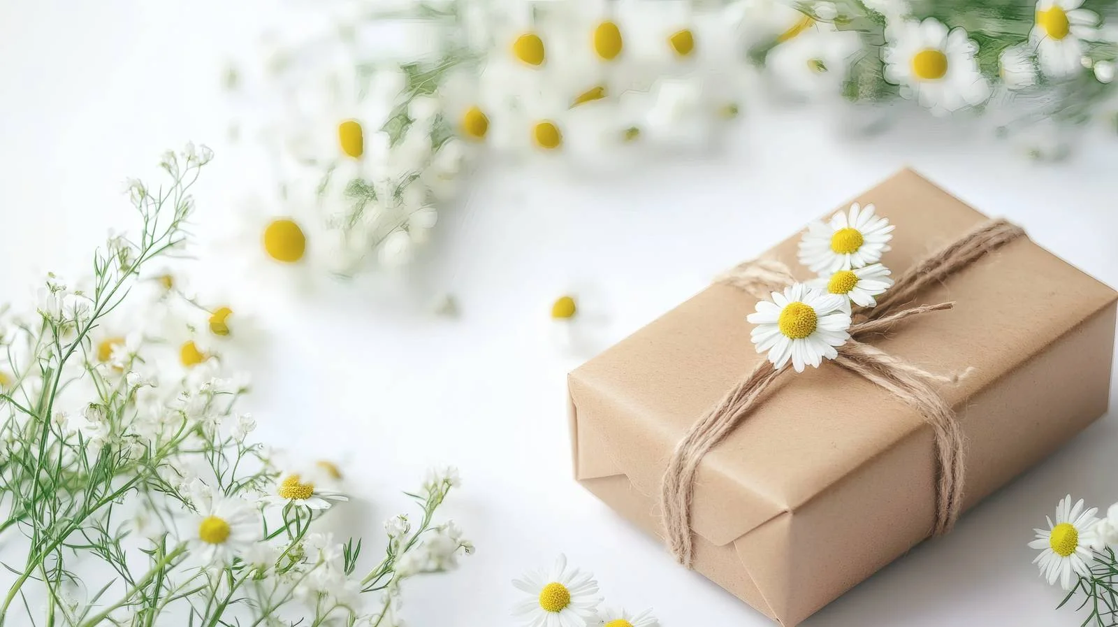Elegant Gift Box and Chamomile Greeting — free download from Dotvec