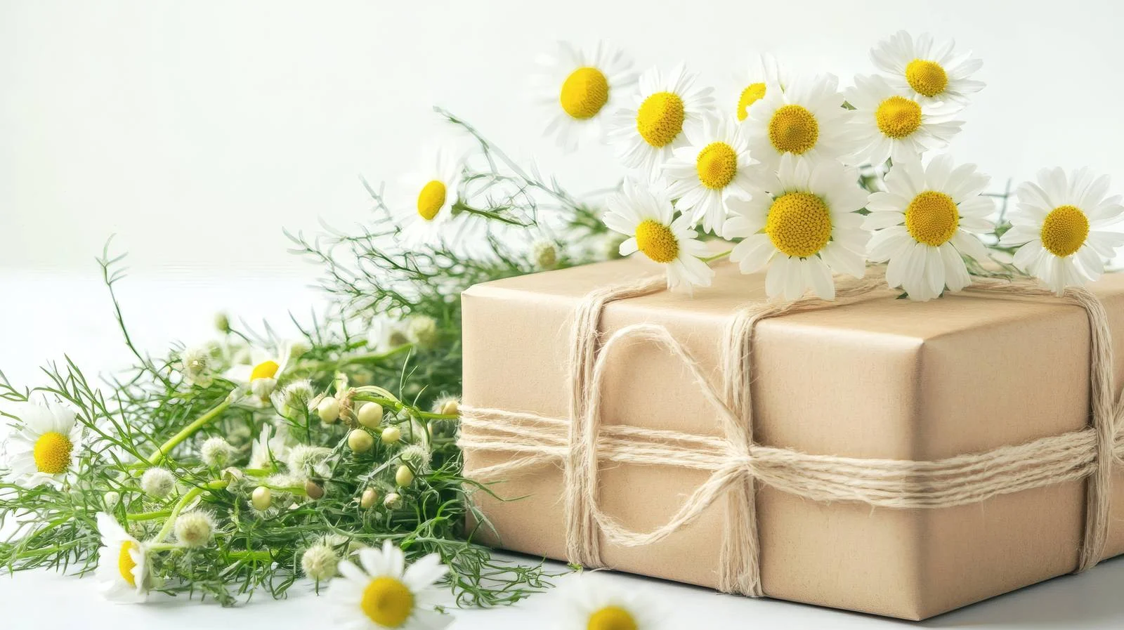 Elegant Gift Box with Chamomile Bouquet — free download from Dotvec