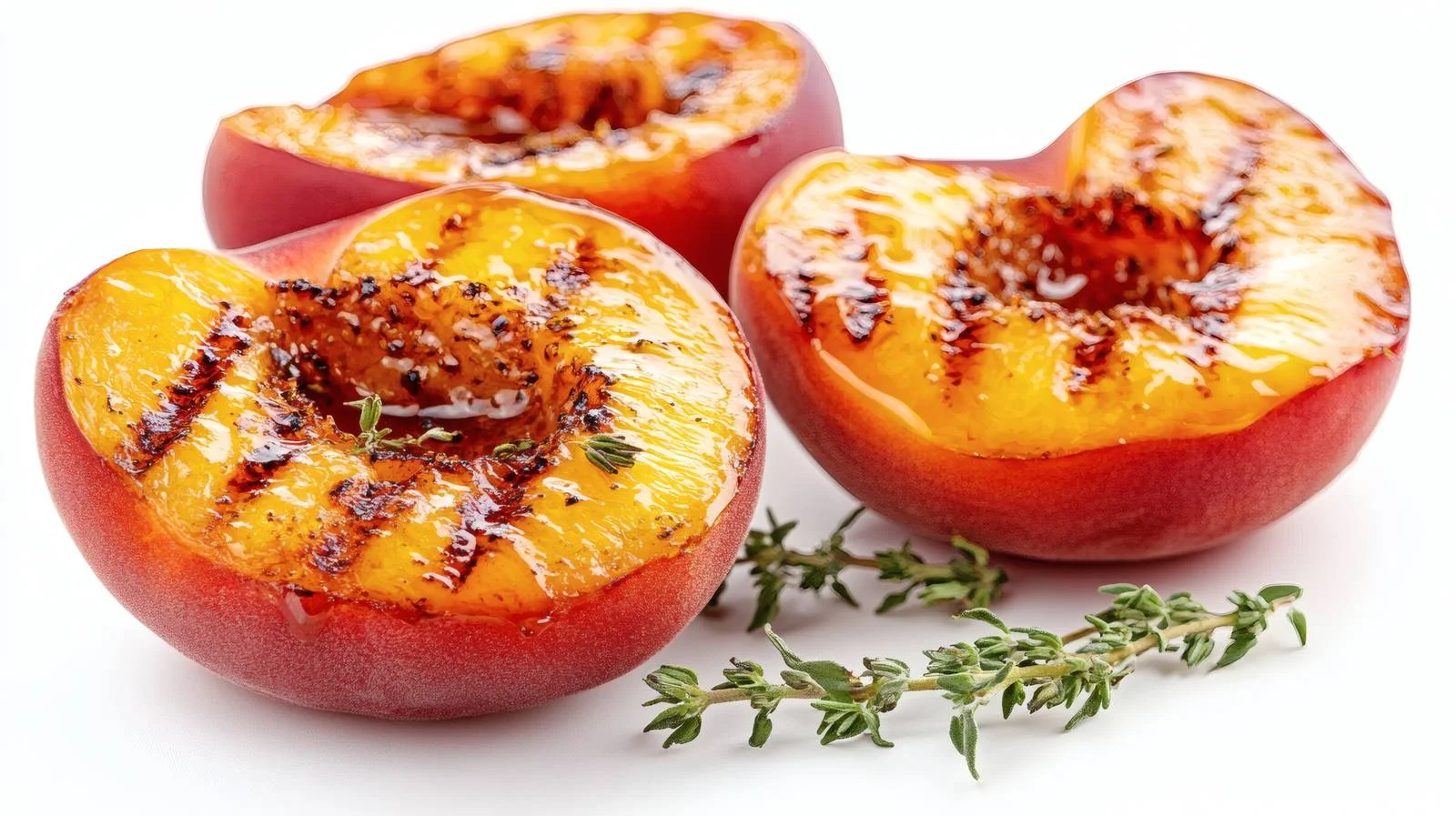 Fresh Grilled Peaches with Thyme Infused Honey — free download from Dotvec
