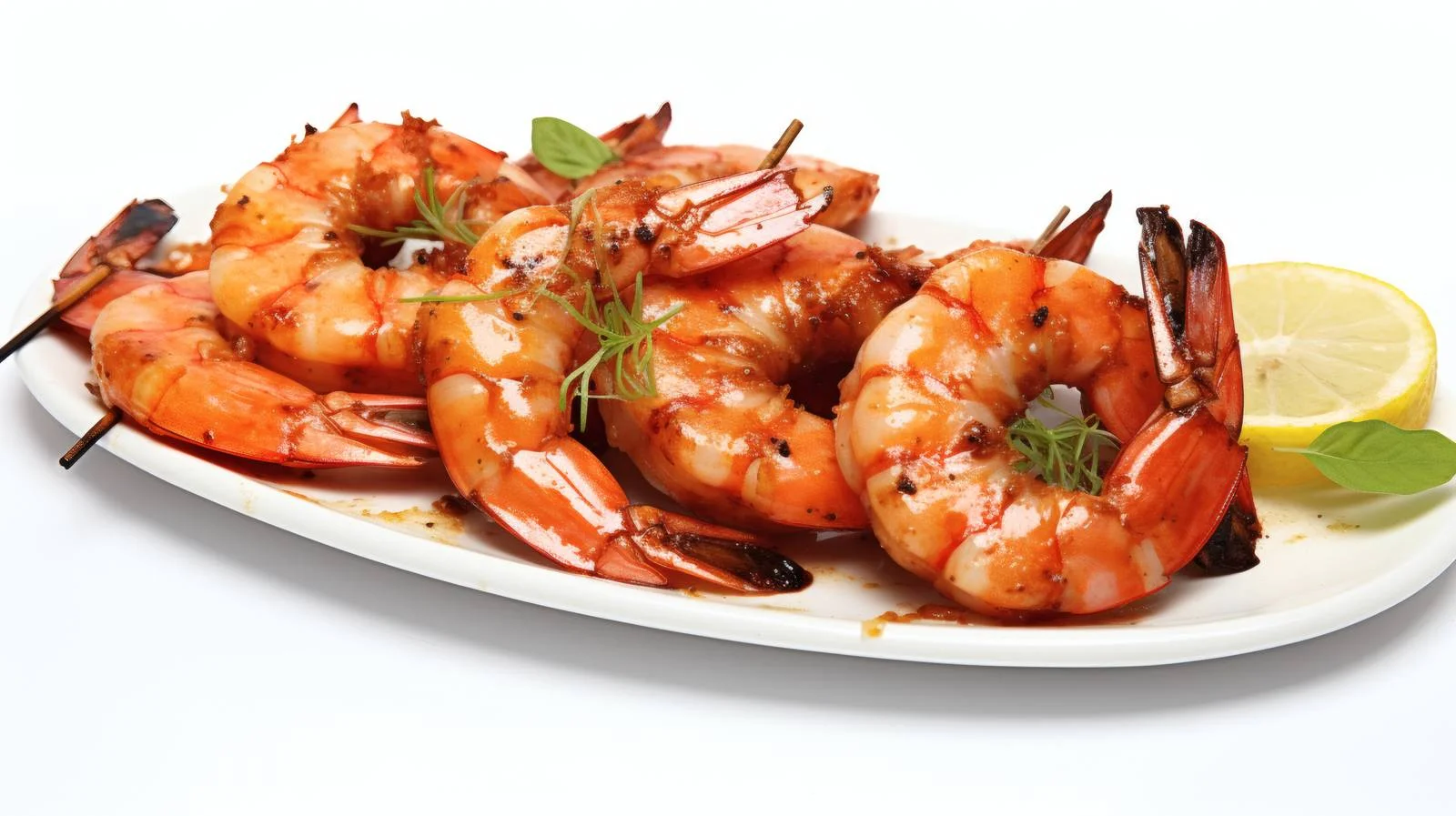 Succulent Grilled Shrimps on White Background — free download from Dotvec