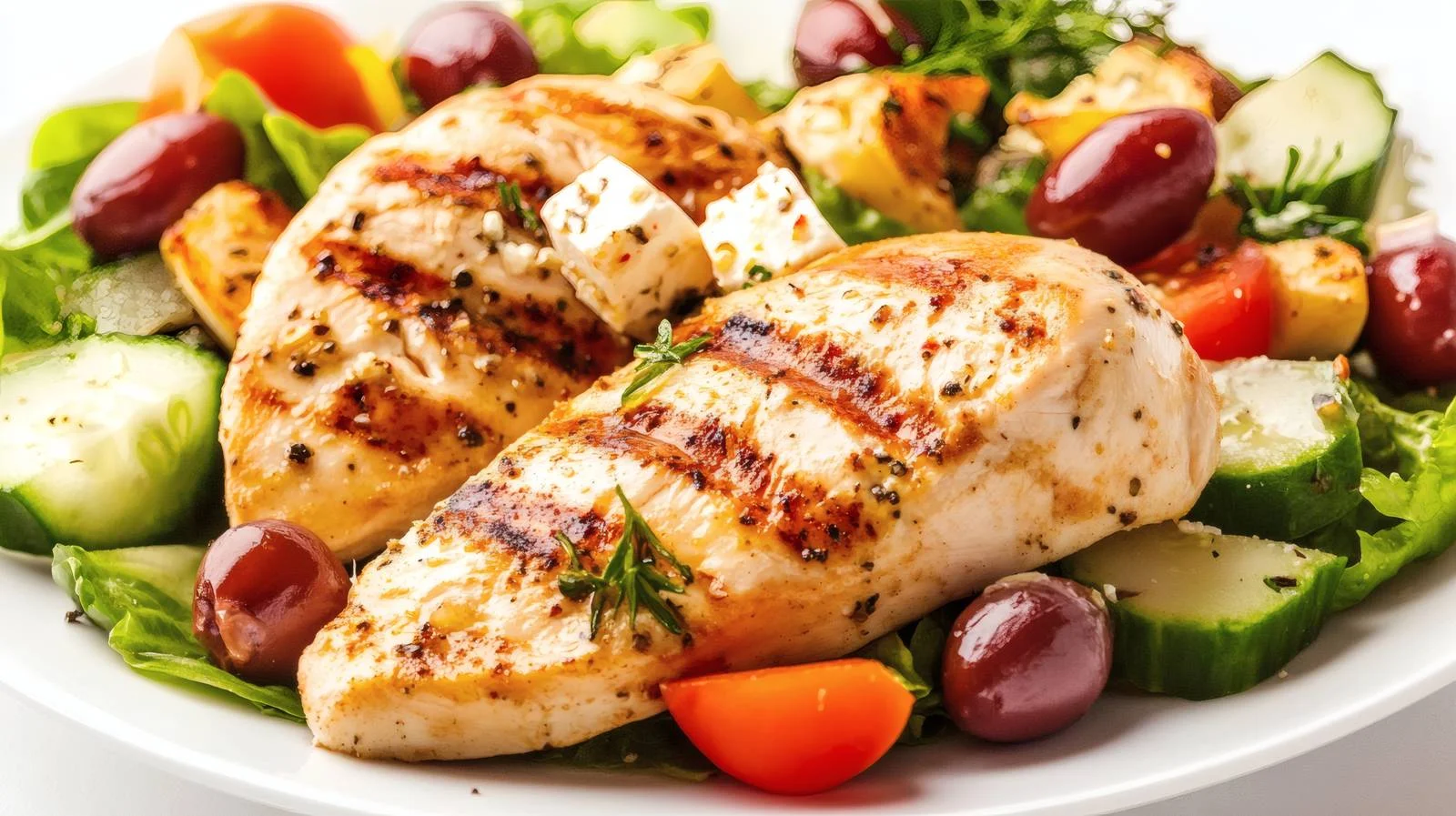 Delicious Grilled Chicken with Greek Salad — free download from Dotvec