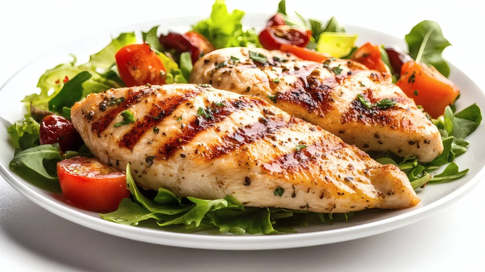 Grilled Chicken Breast and Fresh Salad Isolated — free download from Dotvec