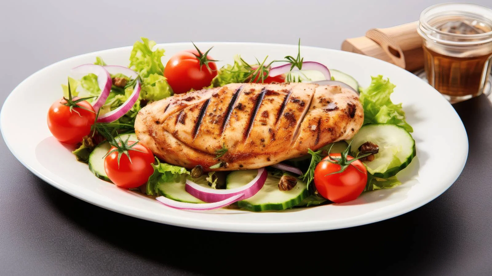 Succulent Grilled Chicken with Greek Salad — free download from Dotvec