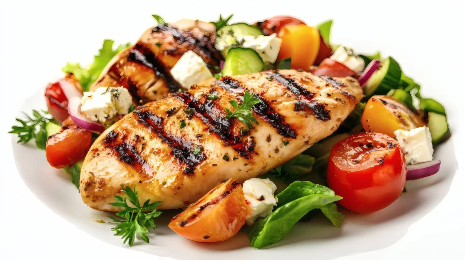 Delicious Grilled Chicken and Greek Salad — free download from Dotvec