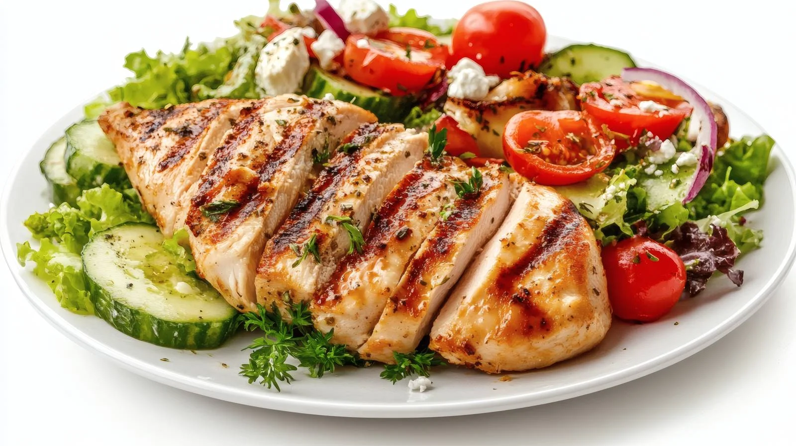 Succulent Grilled Chicken and Fresh Greek Salad — free download from Dotvec