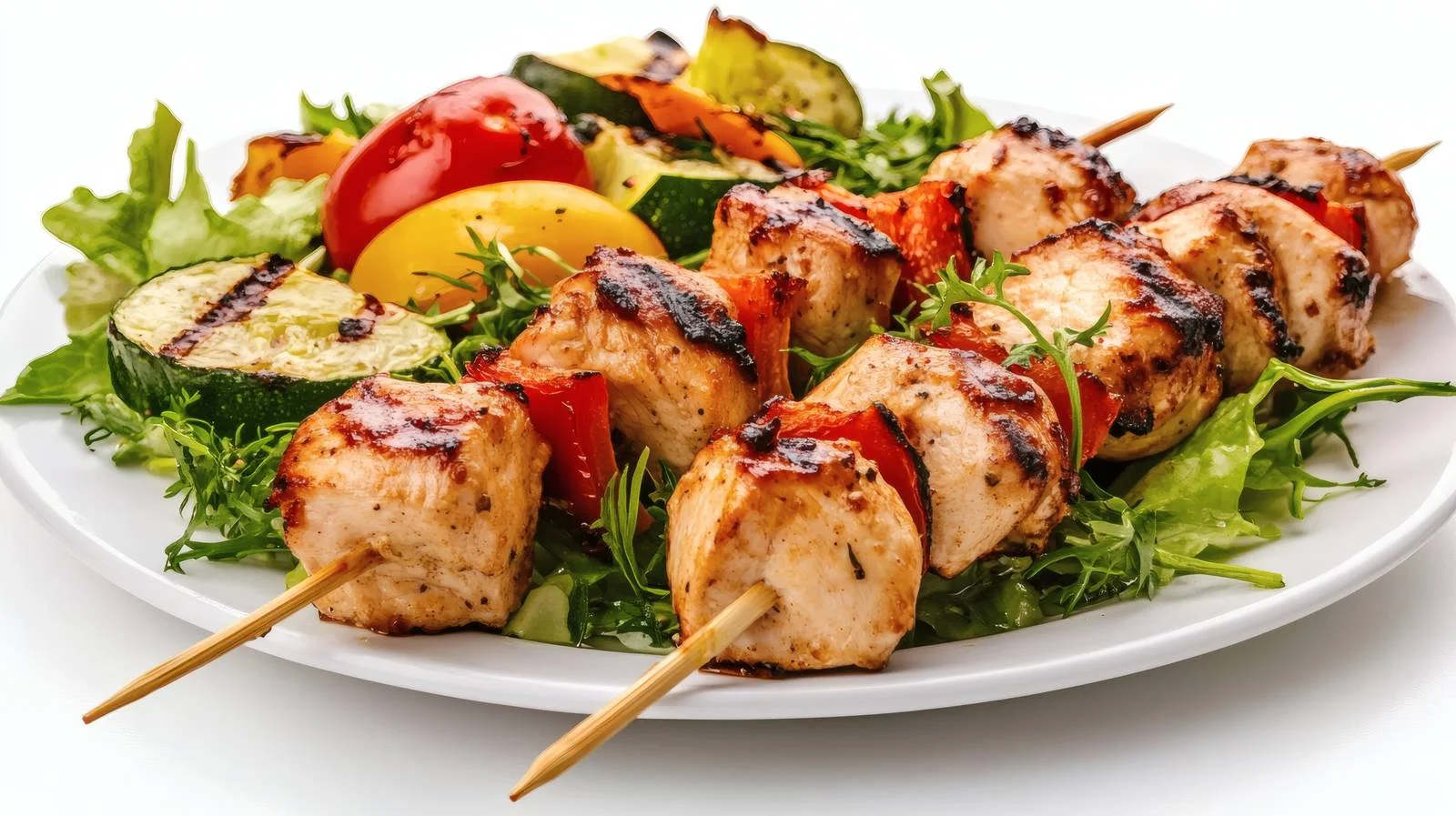 Savory Grilled Chicken Kebab and Fresh Veggie Salad — free download from Dotvec