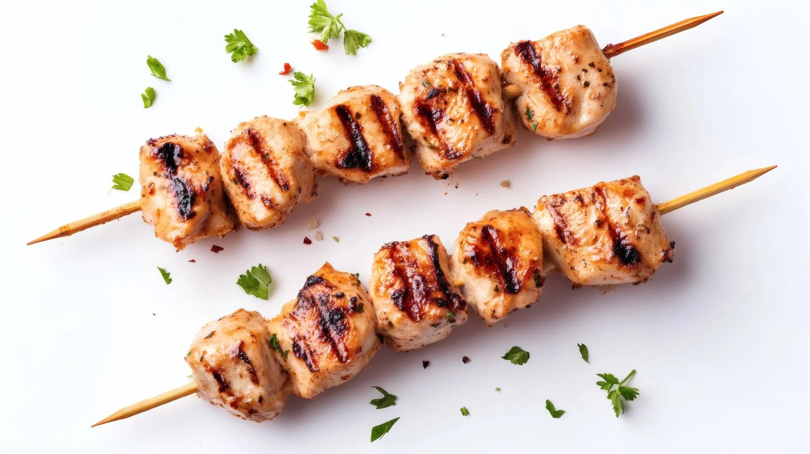 Gourmet Grilled Chicken Skewers on White — free download from Dotvec