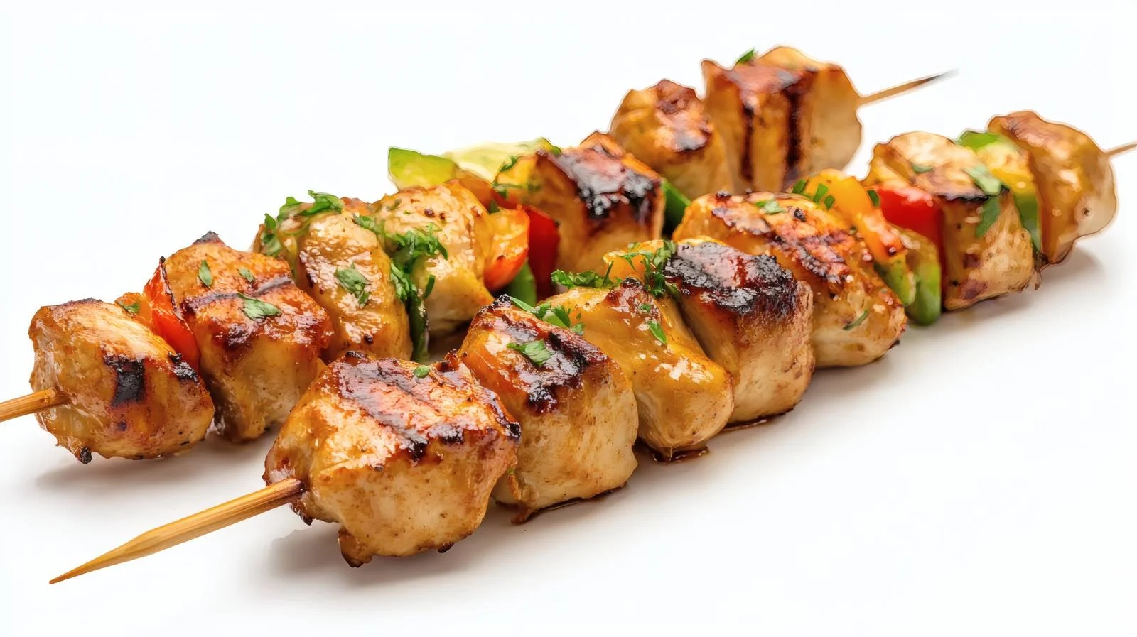 Succulent Grilled Chicken Skewers on White Background — free download from Dotvec