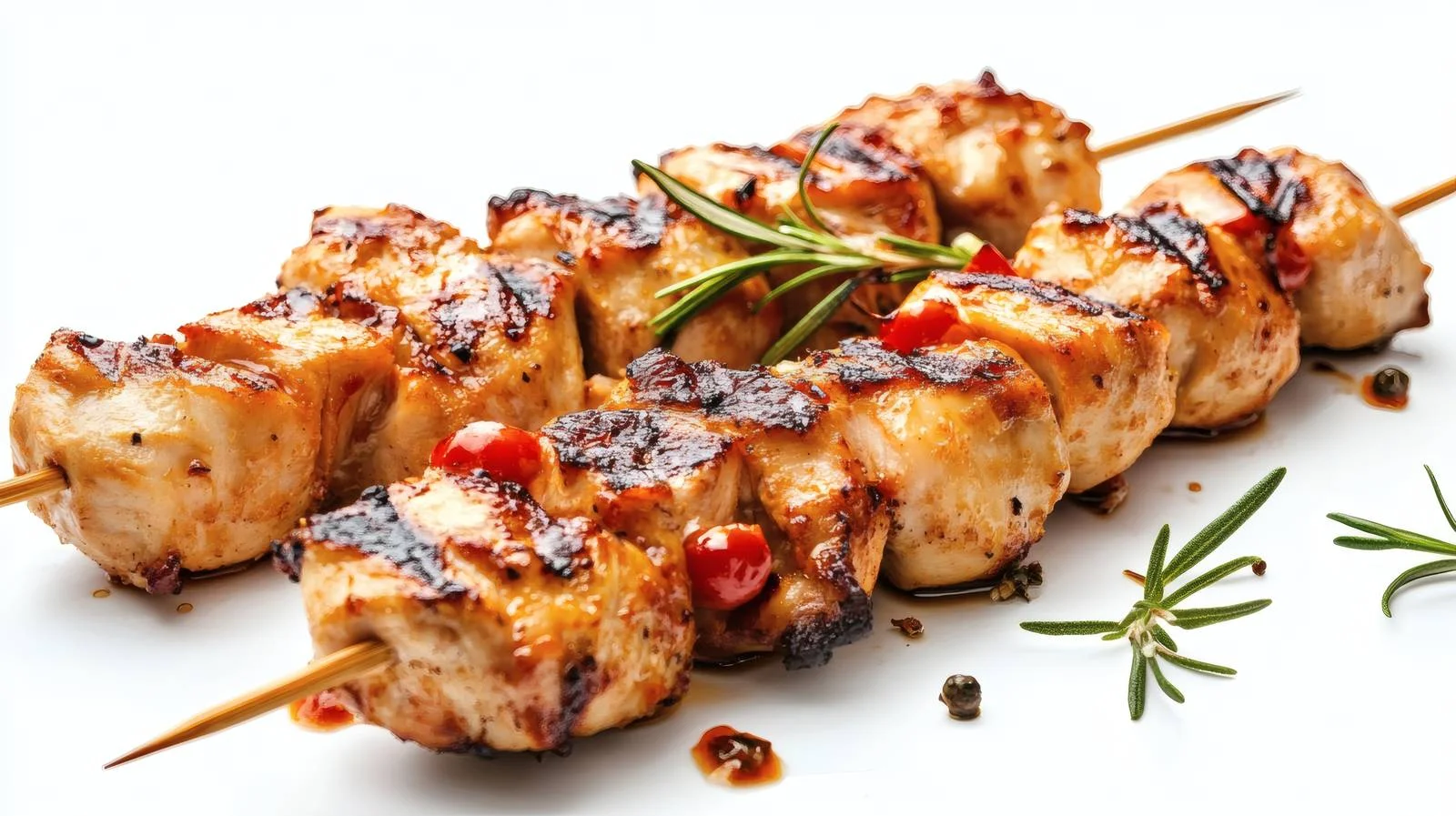 Succulent Grilled Chicken Skewers on White — free download from Dotvec