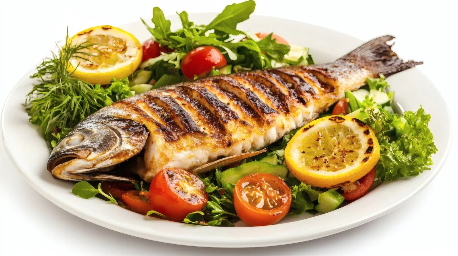 Grilled Fish and Fresh Vegetable Salad — free download from Dotvec