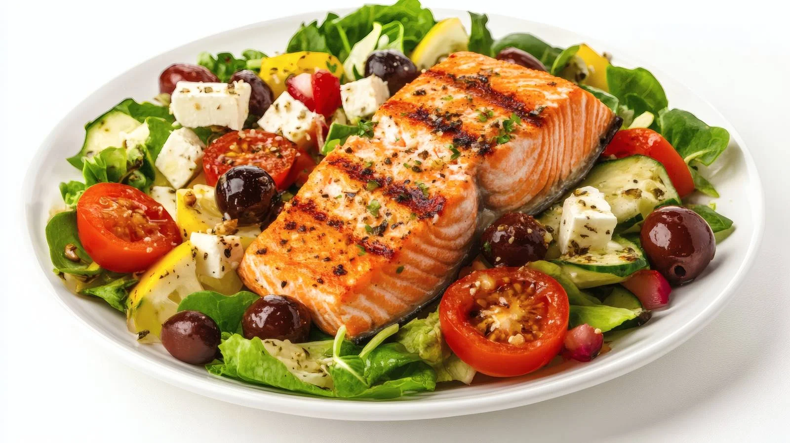 Gourmet Grilled Salmon with Greek Salad — free download from Dotvec