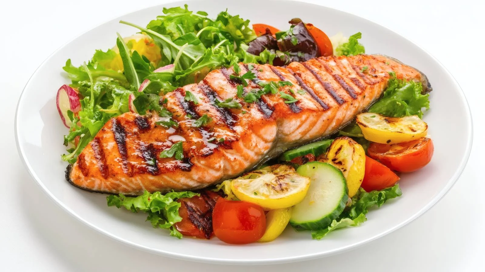 Succulent Grilled Salmon with Garden Vegetable Salad — free download from Dotvec