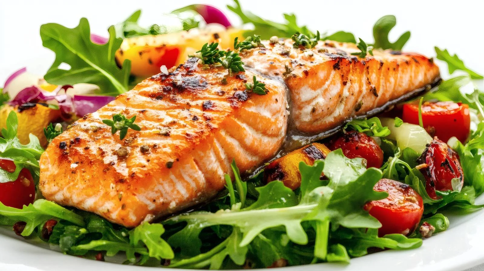 Exquisite Grilled Salmon and Fresh Garden Salad — free download from Dotvec