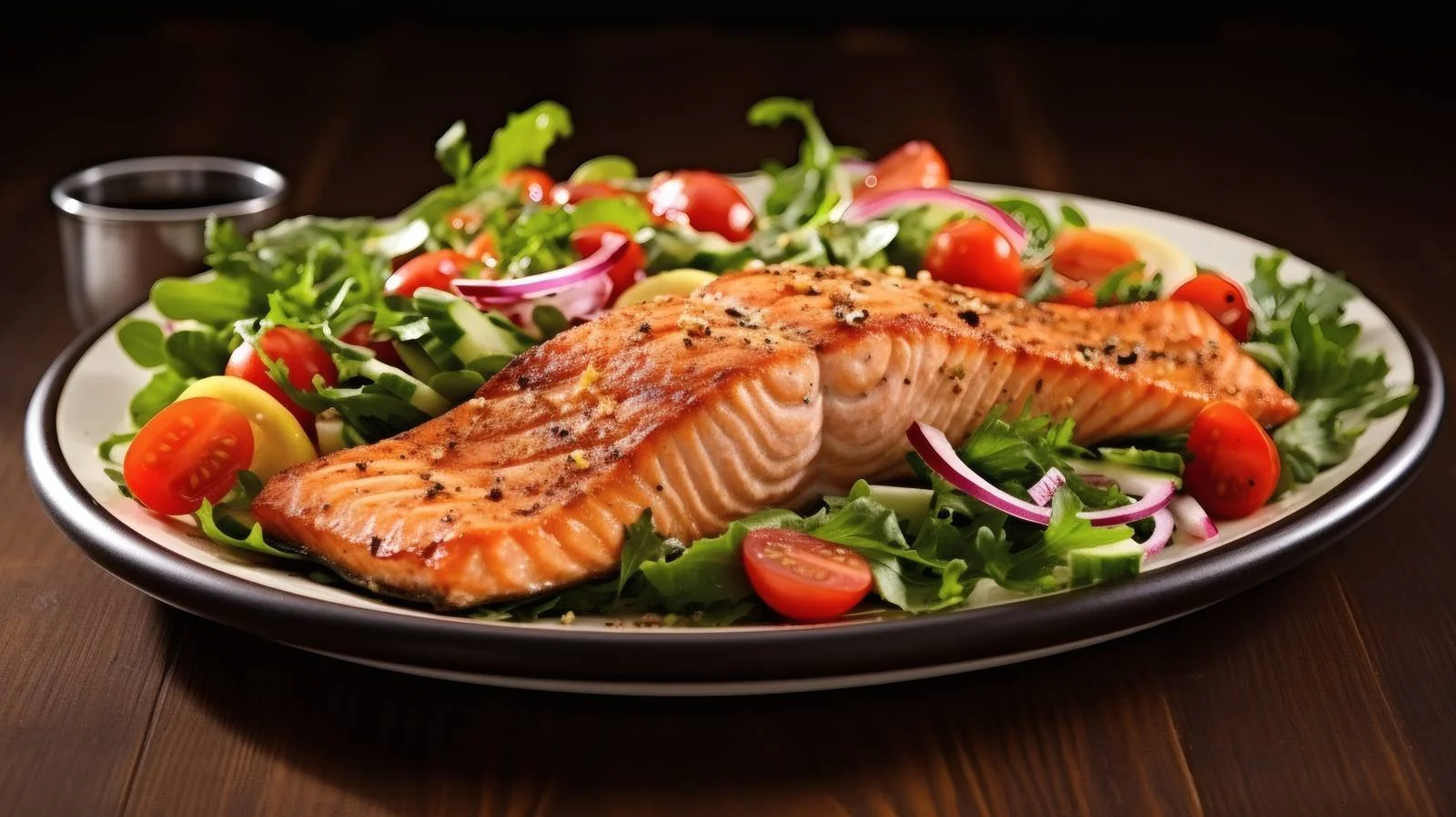 Grilled Salmon Fillet with Fresh Vegetable Salad — free download from Dotvec